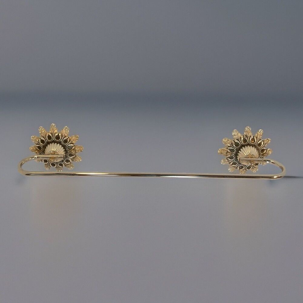 Vintage Regency Mid Century Towel Bar/Towel Rack 18” w/ Rosettes Silver